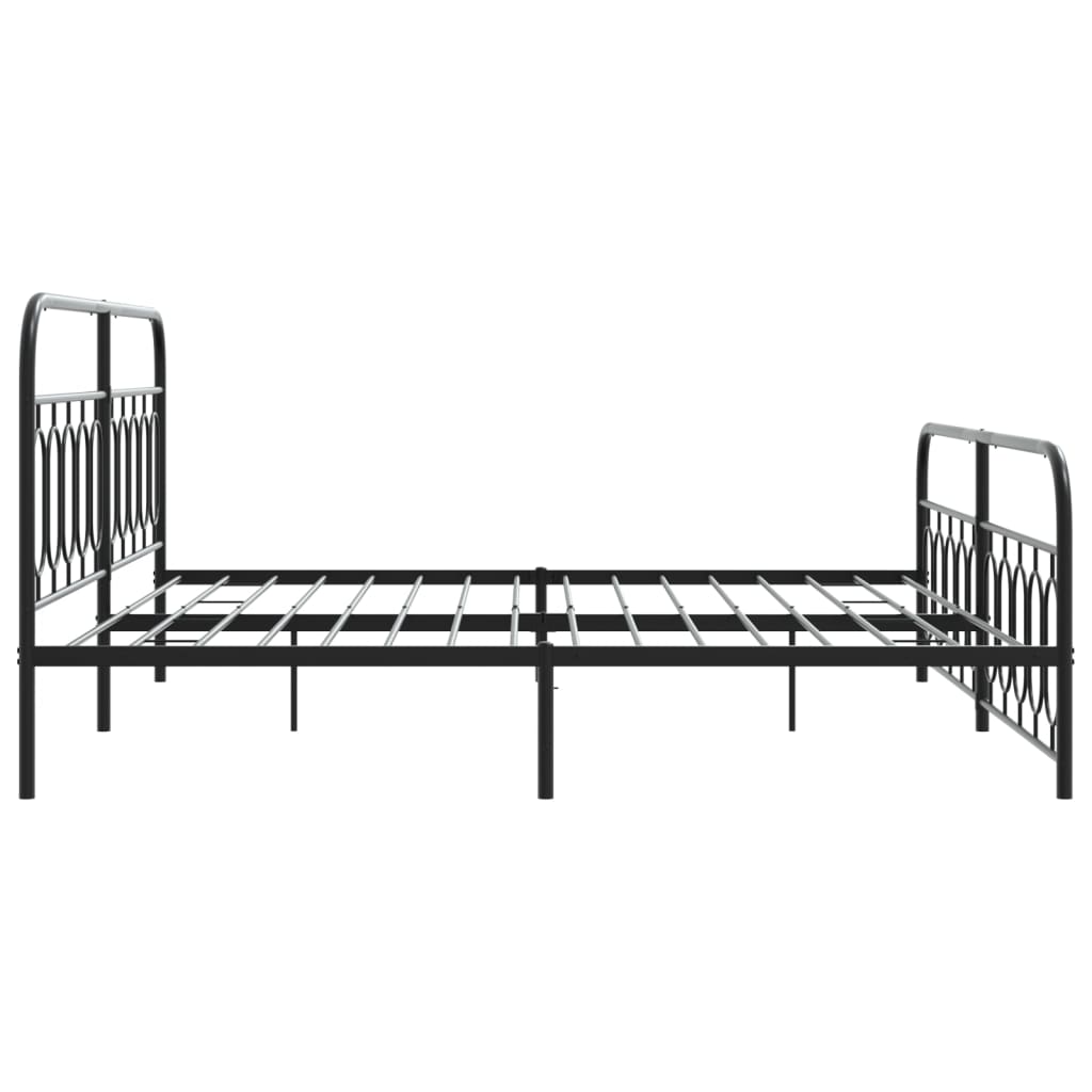 sengeramme med sengegavl og fodgærde 200x200 cm metal sort