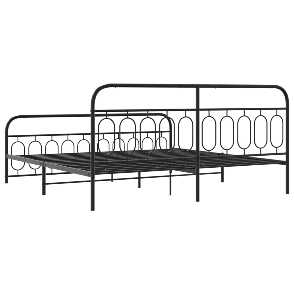 sengeramme med sengegavl og fodgærde 200x200 cm metal sort