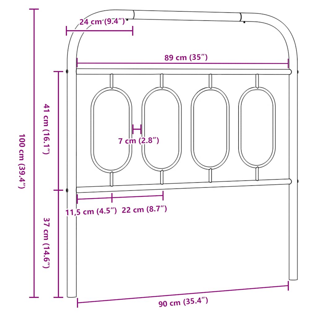 udskiftningsgavl 90 cm metal sort