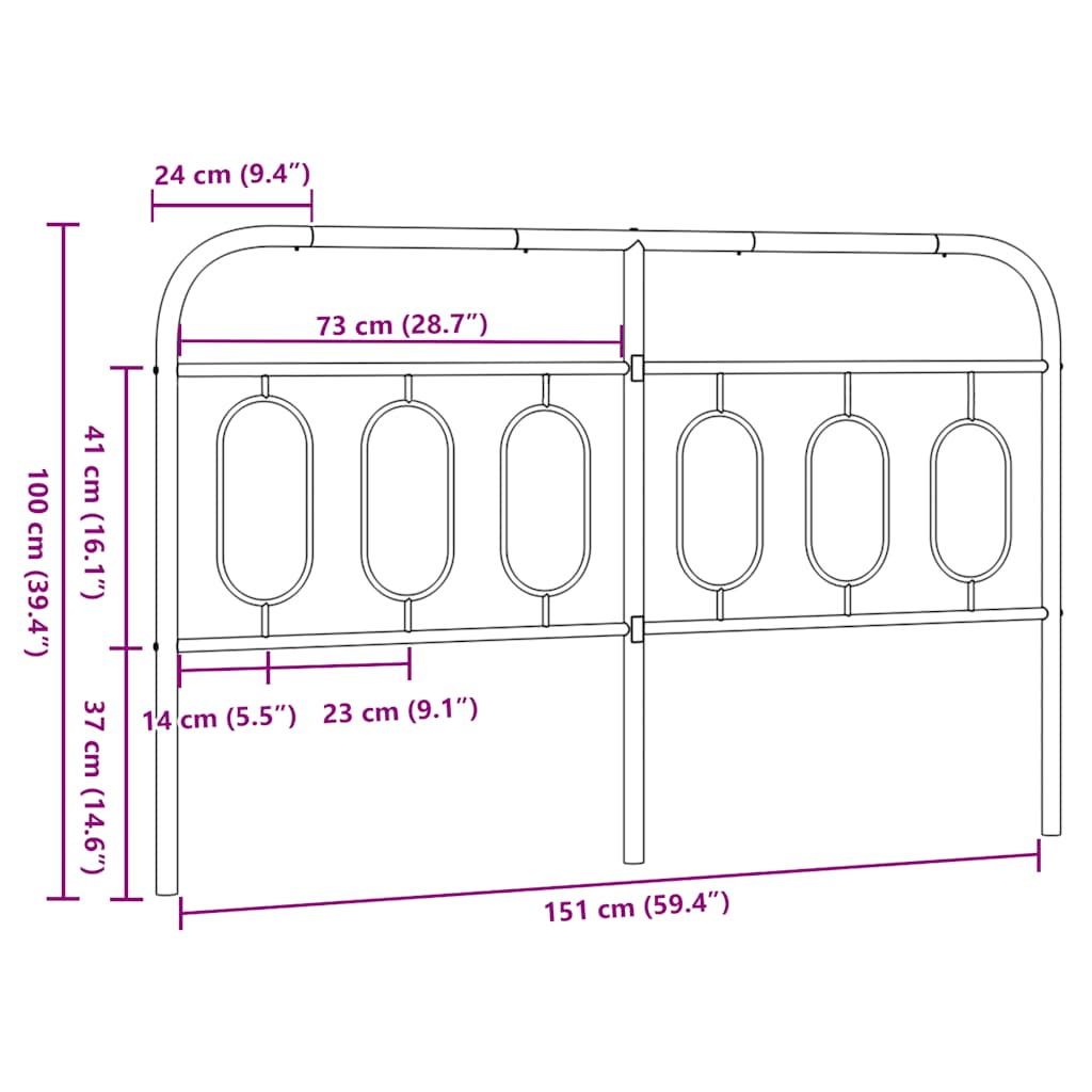 udskiftningsgavl 150 cm metal sort