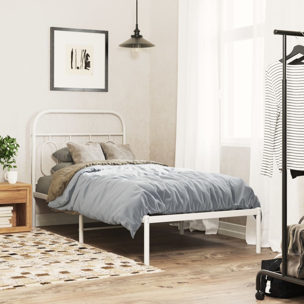 sengeramme med sengegavl 80x200 cm metal hvid