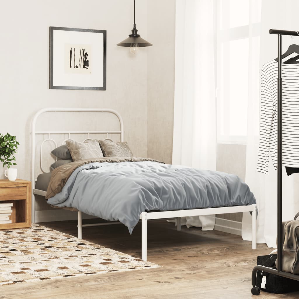 sengeramme med sengegavl 90x190 cm metal hvid