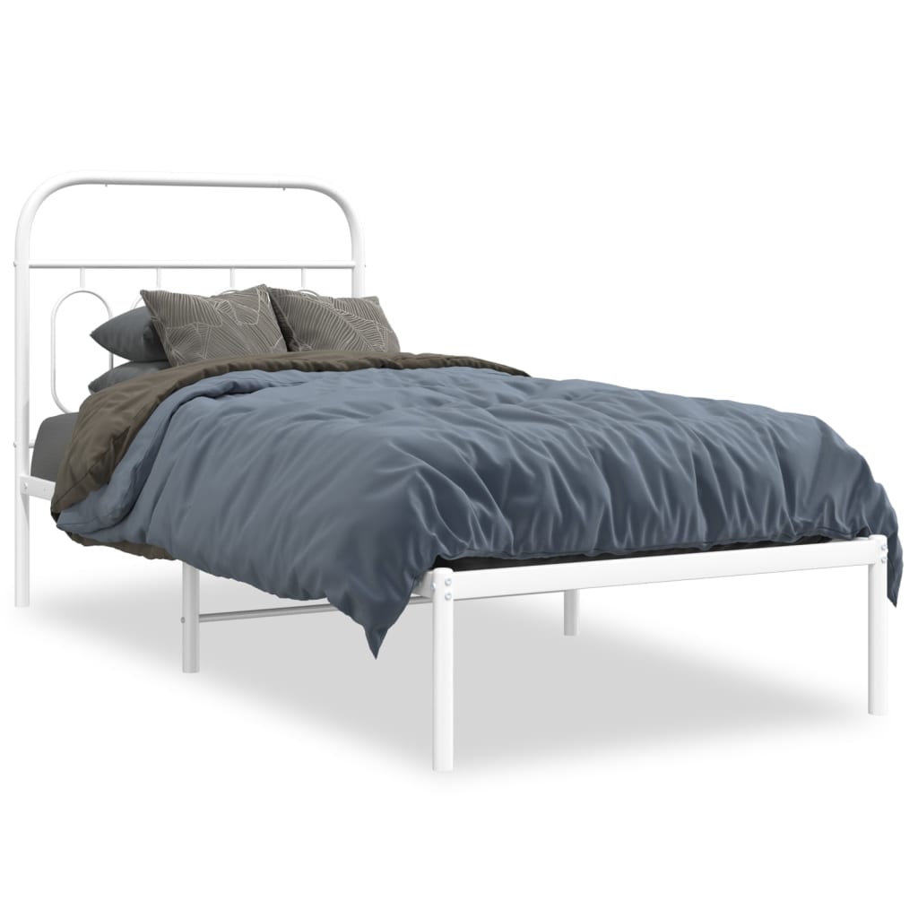 sengeramme med sengegavl 90x200 cm metal hvid