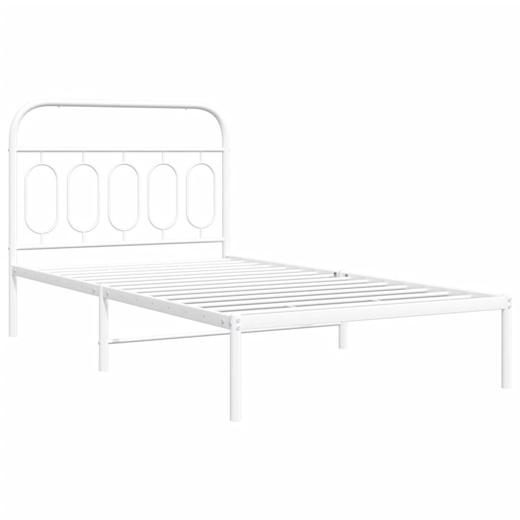sengeramme med sengegavl 100x190 cm metal hvid