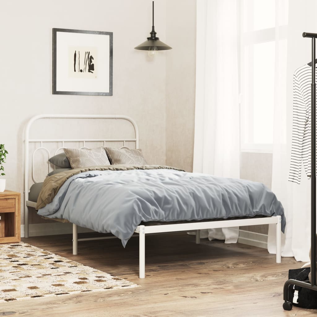 sengeramme med sengegavl 100x190 cm metal hvid