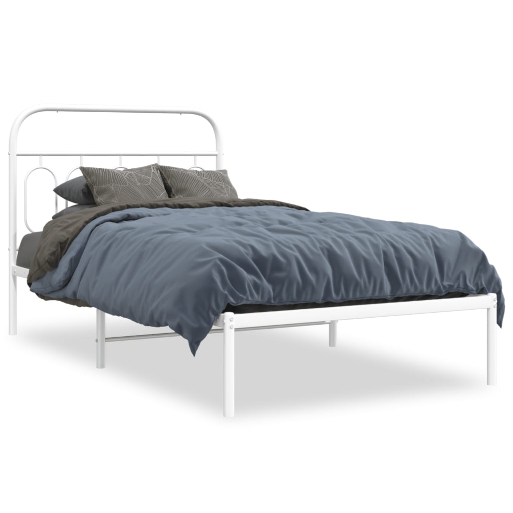 sengeramme med sengegavl 100x200 cm metal hvid