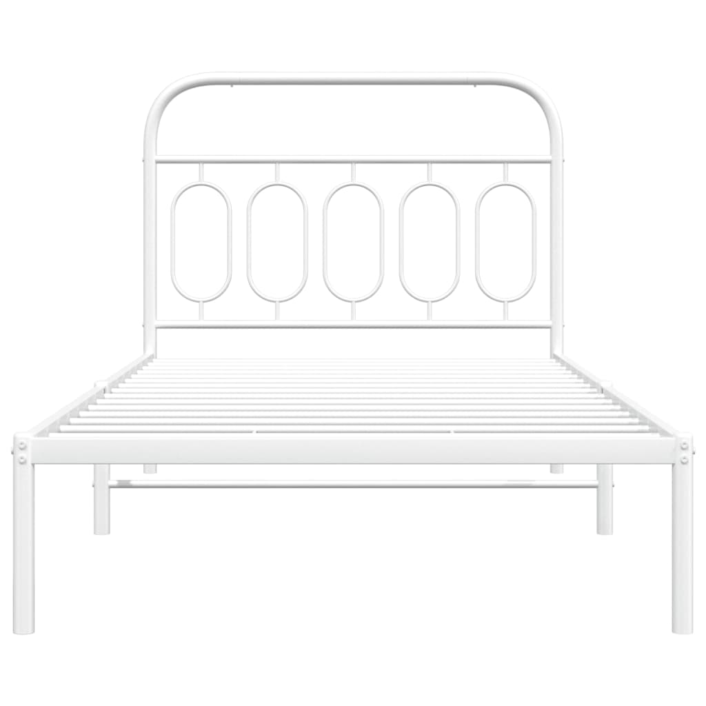 sengeramme med sengegavl 100x200 cm metal hvid