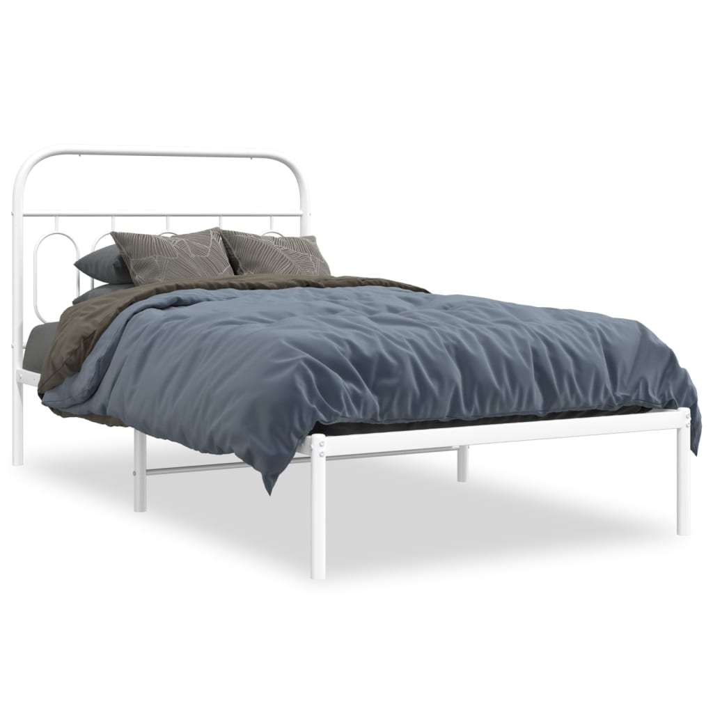 sengeramme med sengegavl 107x203 cm metal hvid