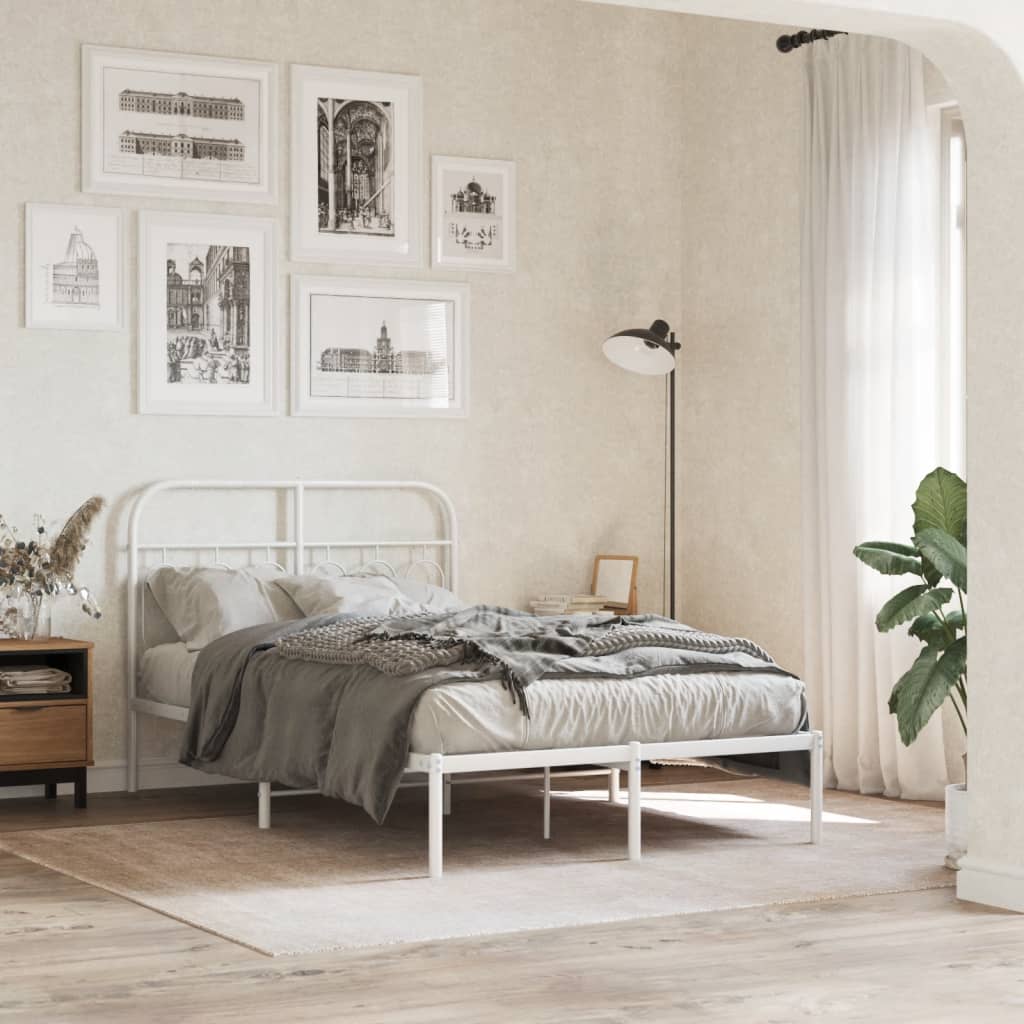 sengeramme med sengegavl 120x200 cm metal hvid