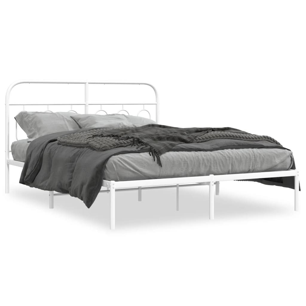 sengeramme med sengegavl 135x190 cm metal hvid