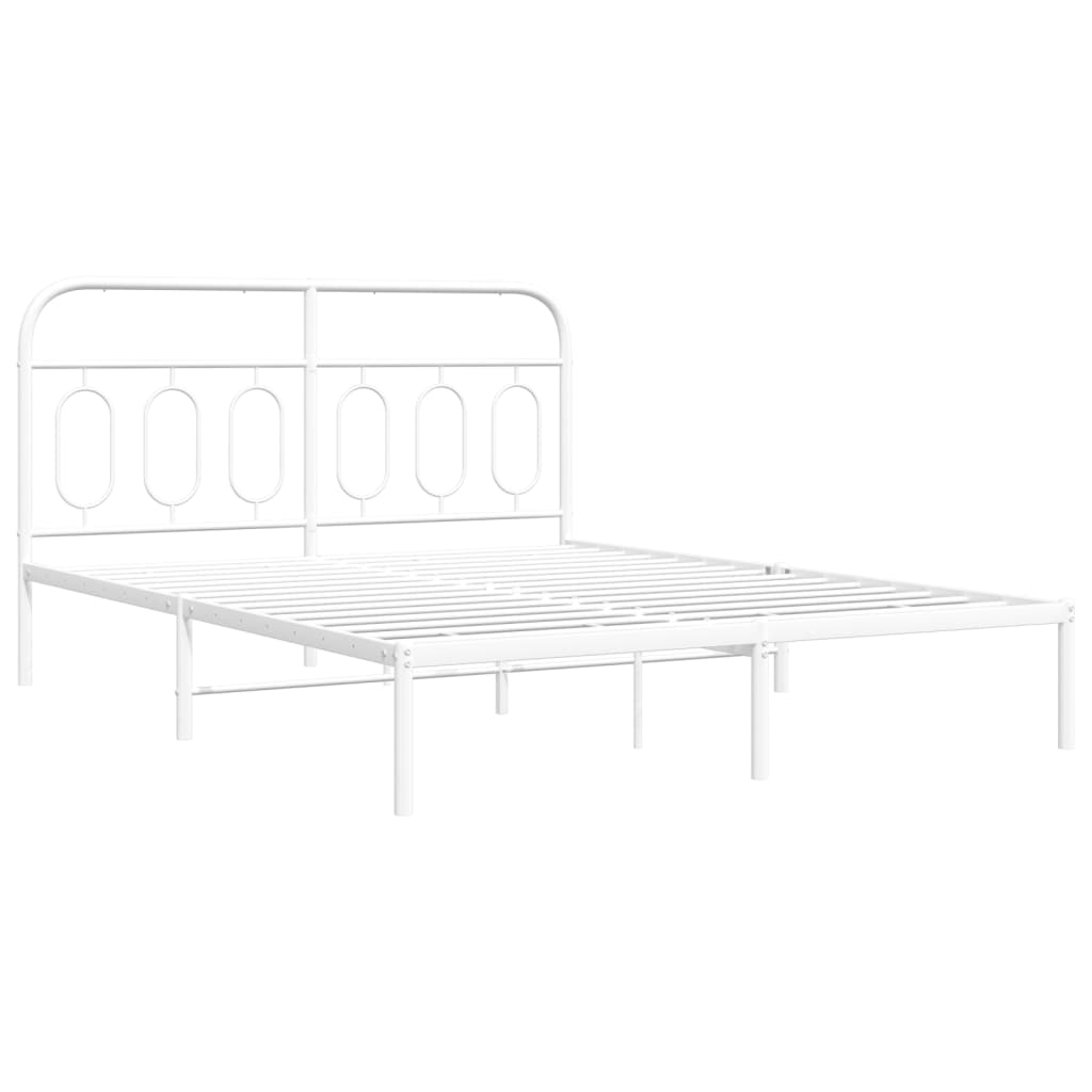 sengeramme med sengegavl 135x190 cm metal hvid