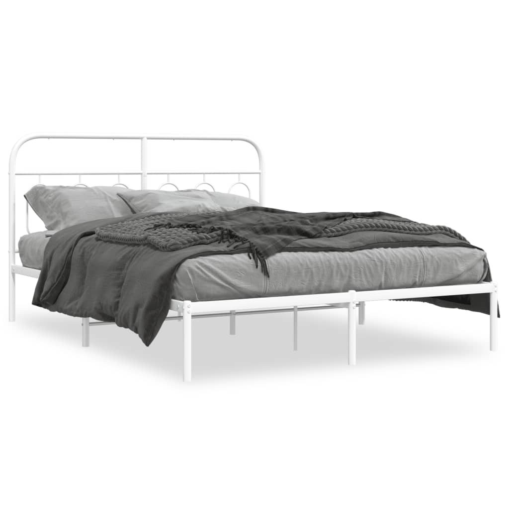 sengeramme med sengegavl 140x190 cm metal hvid