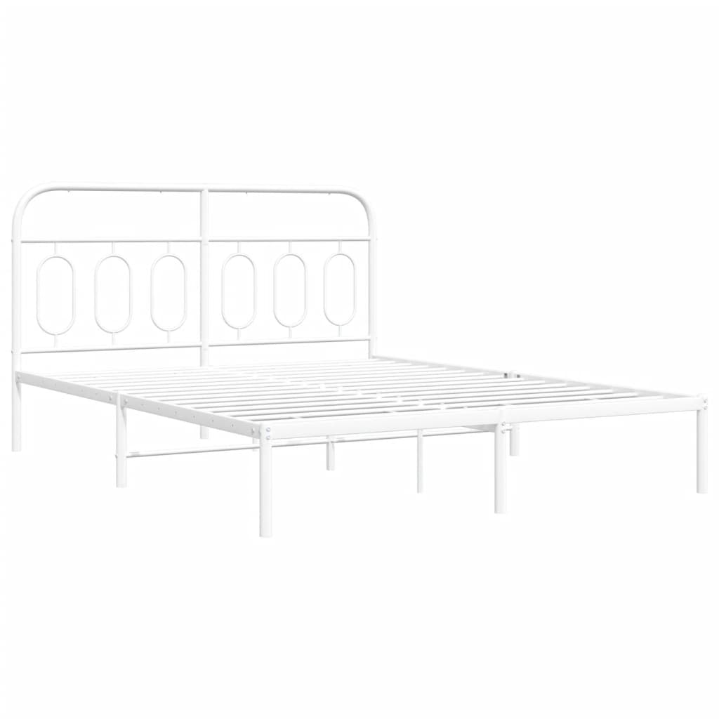 sengeramme med sengegavl 140x200 cm metal hvid