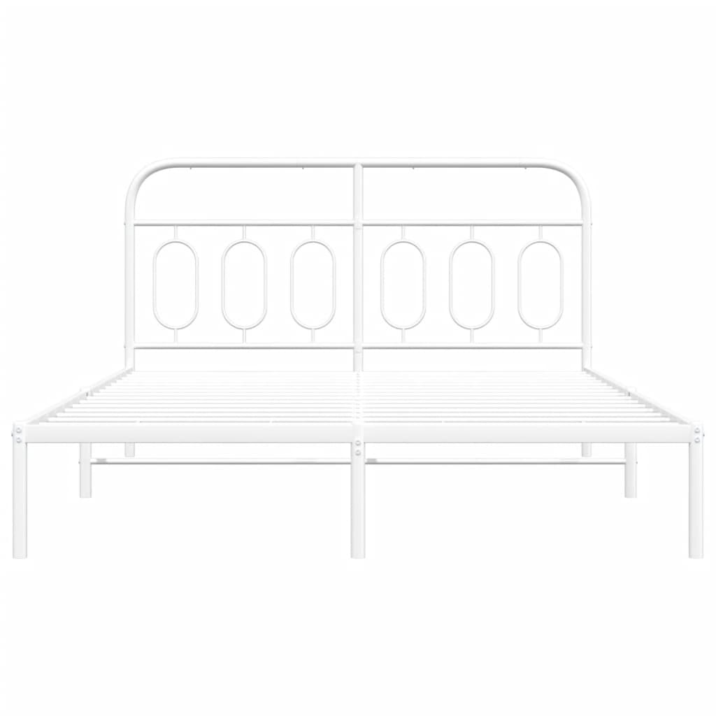 sengeramme med sengegavl 150x200 cm metal hvid