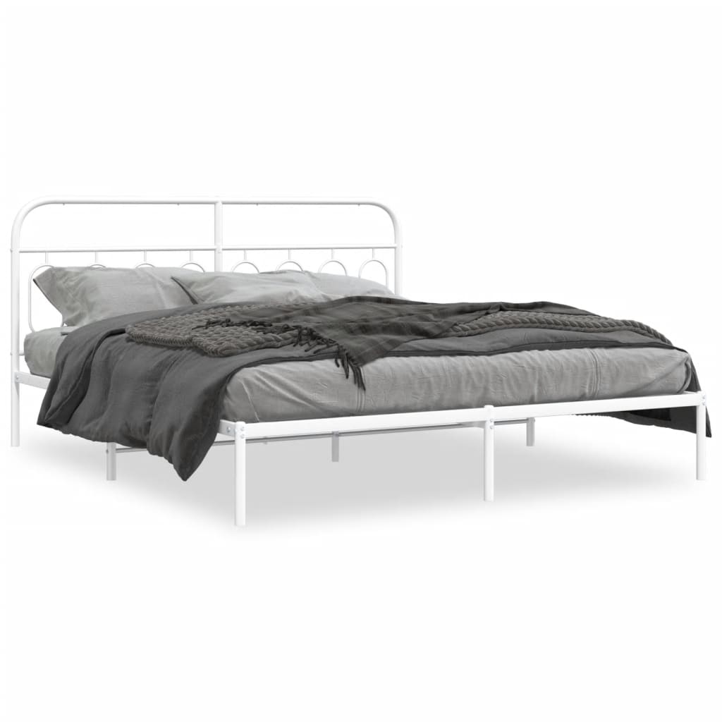 sengeramme med sengegavl 160x200 cm metal hvid