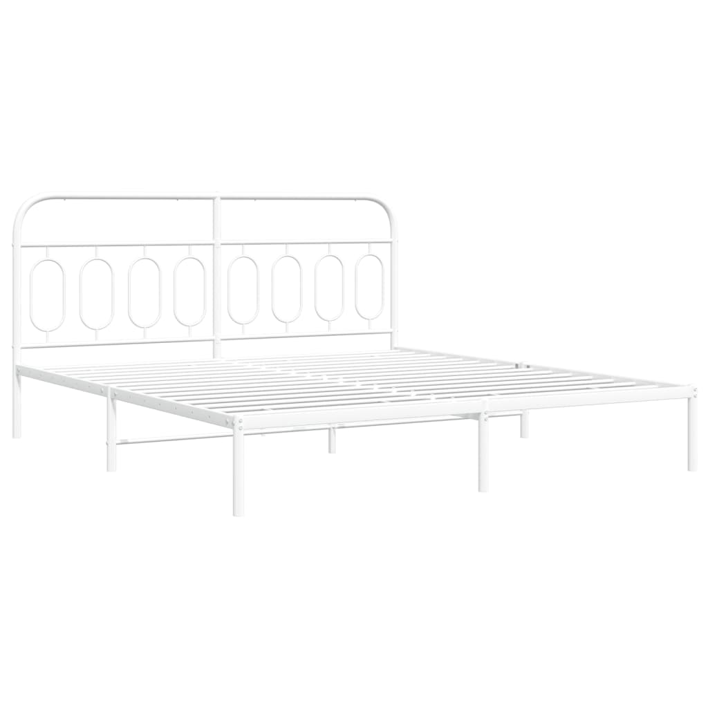 sengeramme med sengegavl 160x200 cm metal hvid