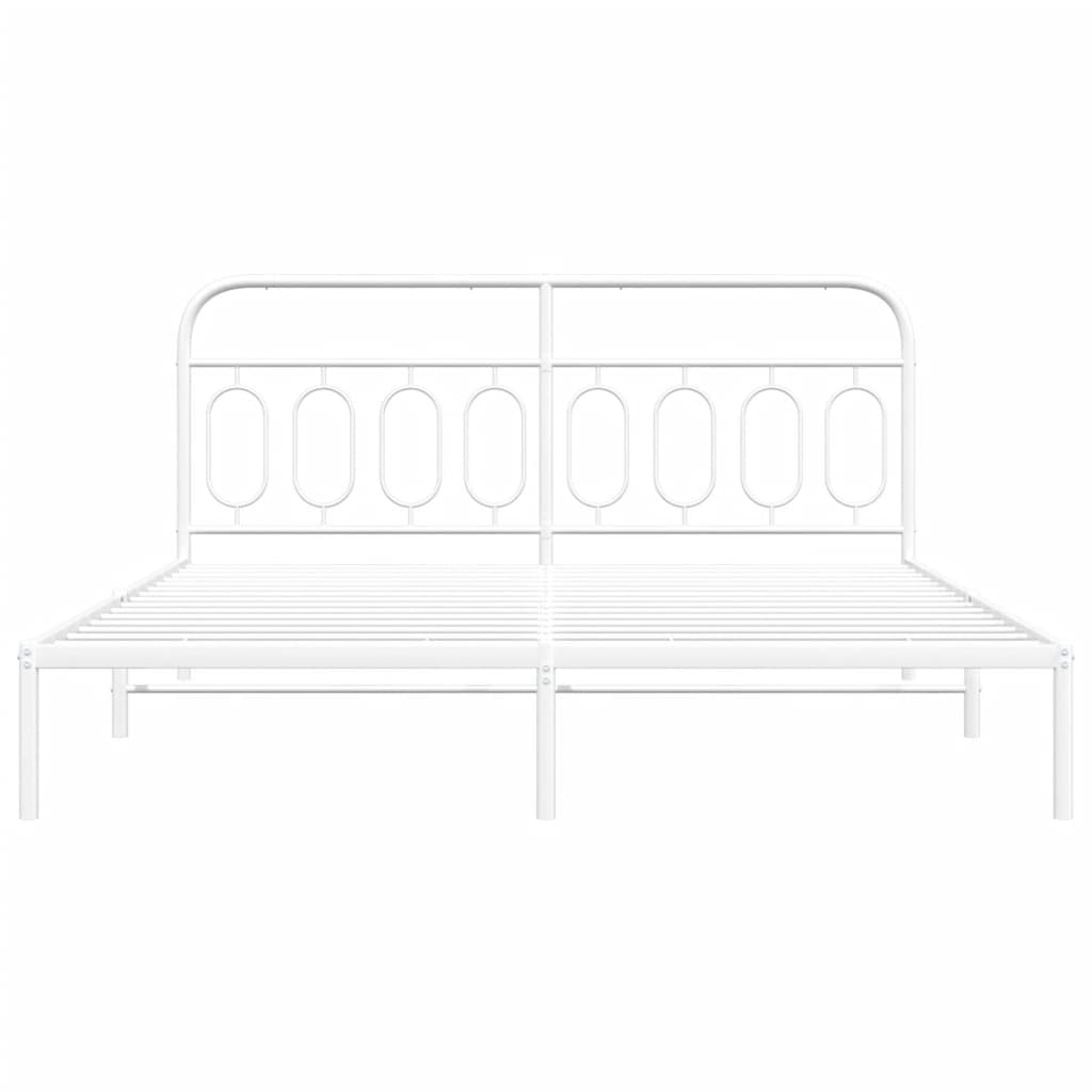 sengeramme med sengegavl 160x200 cm metal hvid
