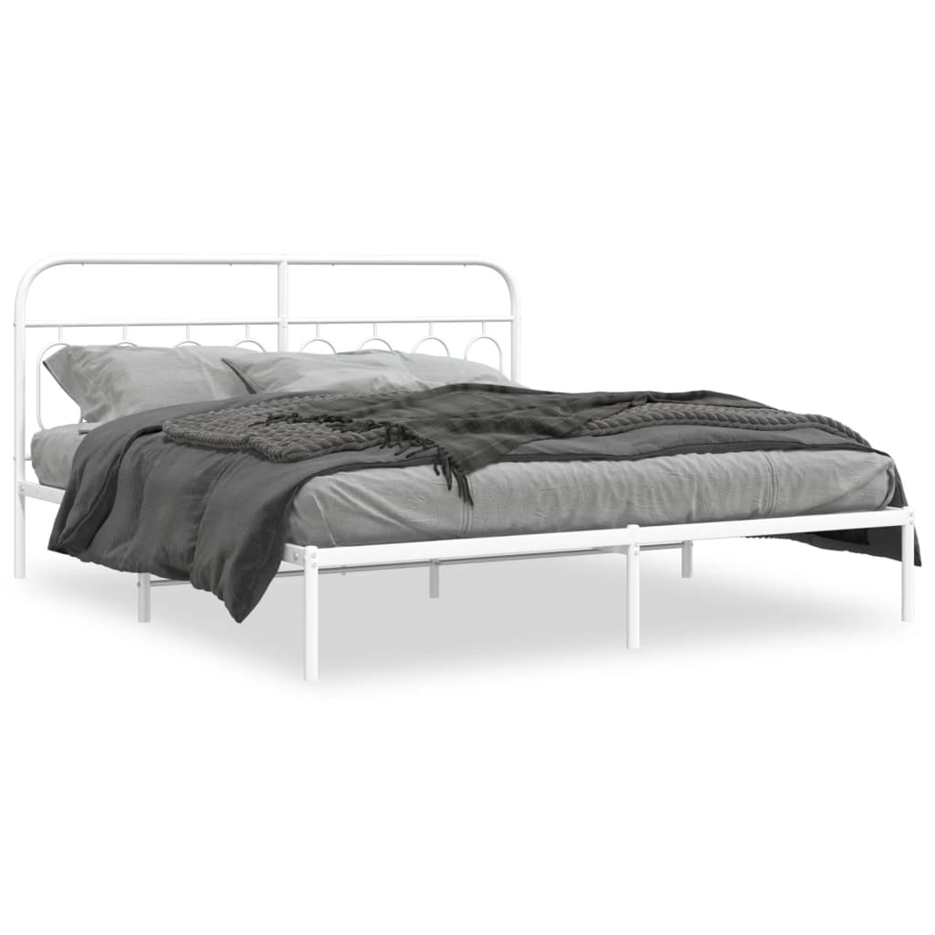 sengeramme med sengegavl 183x213 cm metal hvid
