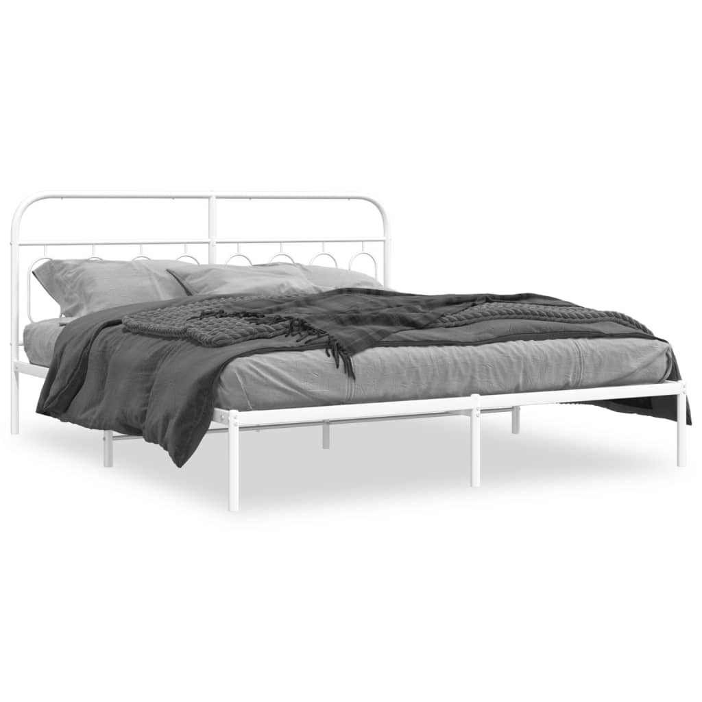 sengeramme med sengegavl 193x203 cm metal hvid