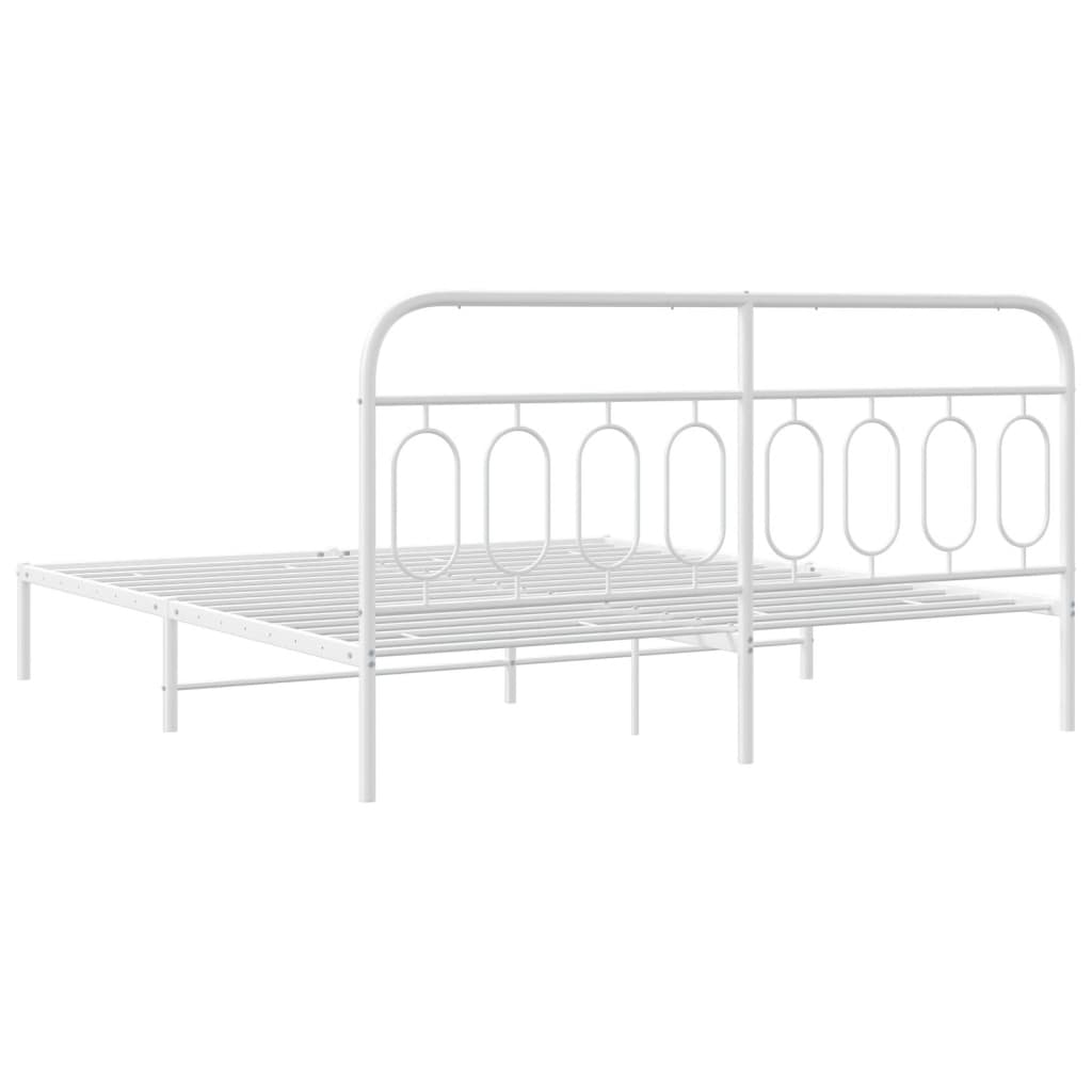 sengeramme med sengegavl 193x203 cm metal hvid