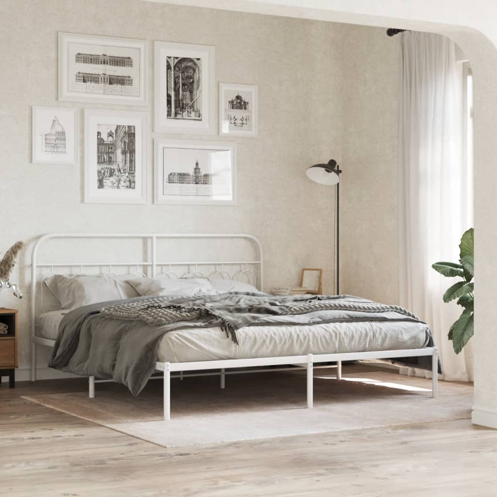 sengeramme med sengegavl 193x203 cm metal hvid