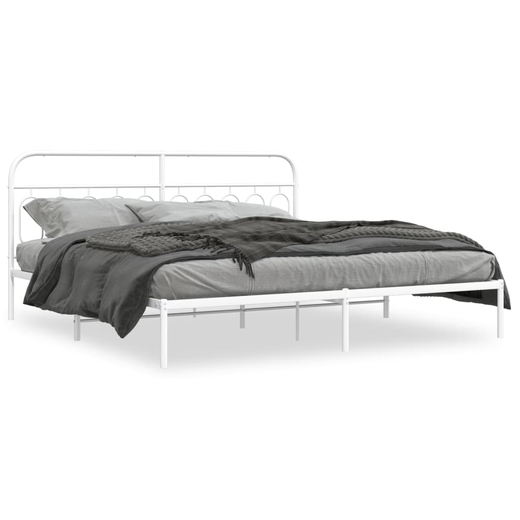 sengeramme med sengegavl 200x200 cm metal hvid