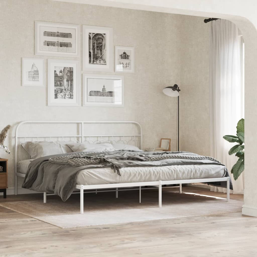 sengeramme med sengegavl 200x200 cm metal hvid