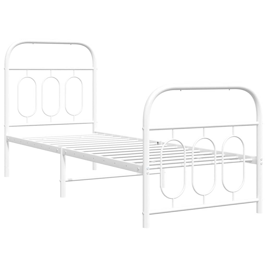 sengeramme med sengegavl og fodgærde 75x190 cm metal hvid