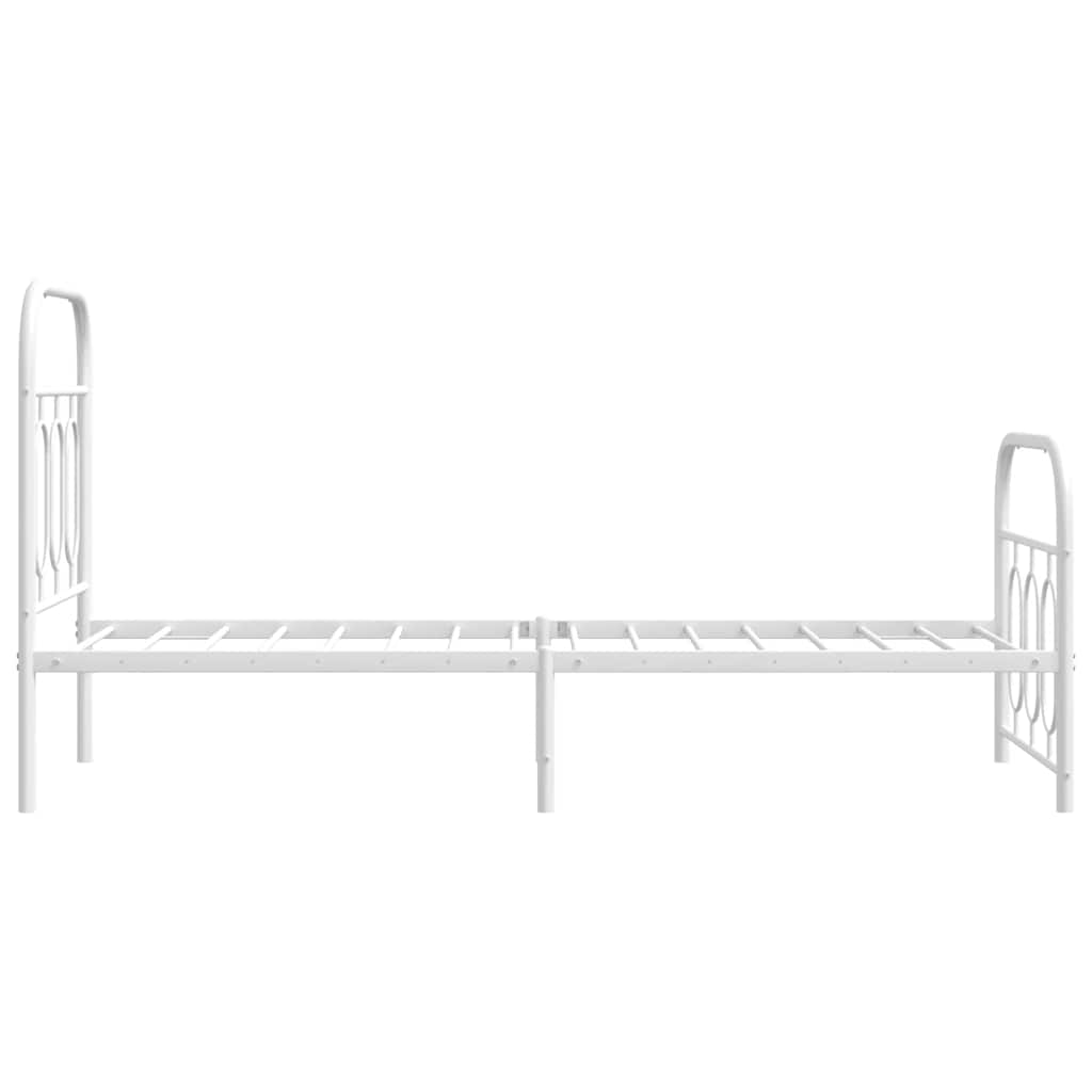 sengeramme med sengegavl og fodgærde 75x190 cm metal hvid
