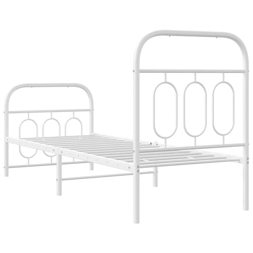 sengeramme med sengegavl og fodgærde 75x190 cm metal hvid