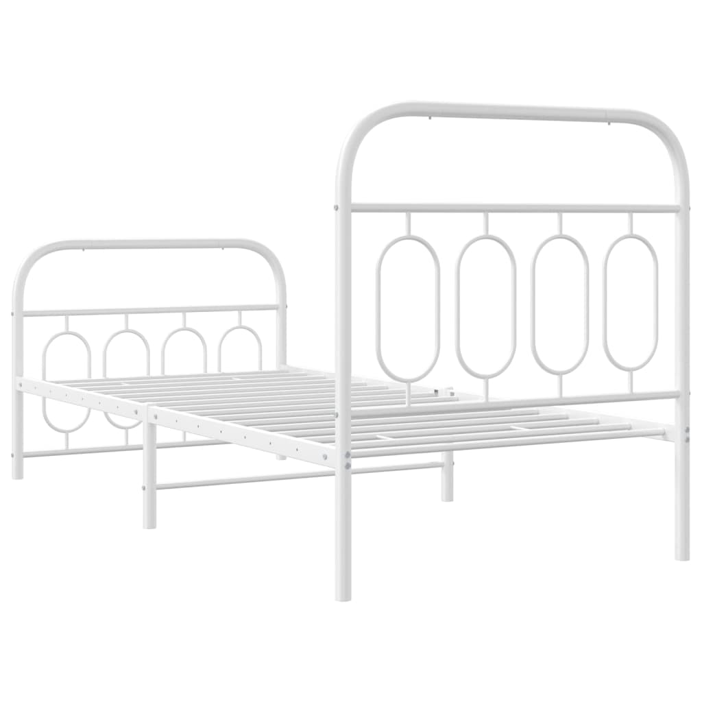 sengeramme med sengegavl og fodgærde 90x200 cm metal hvid