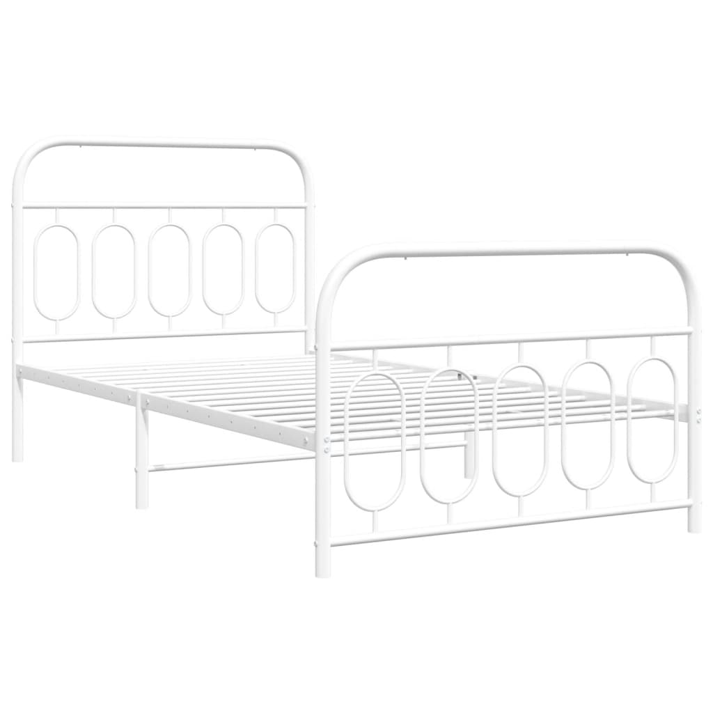 sengeramme med sengegavl og fodgærde 100x190 cm metal hvid