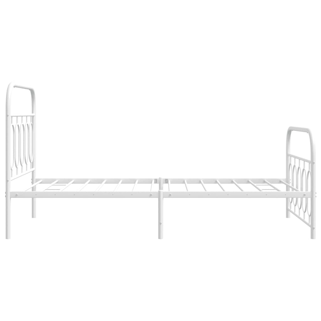 sengeramme med sengegavl og fodgærde 100x190 cm metal hvid