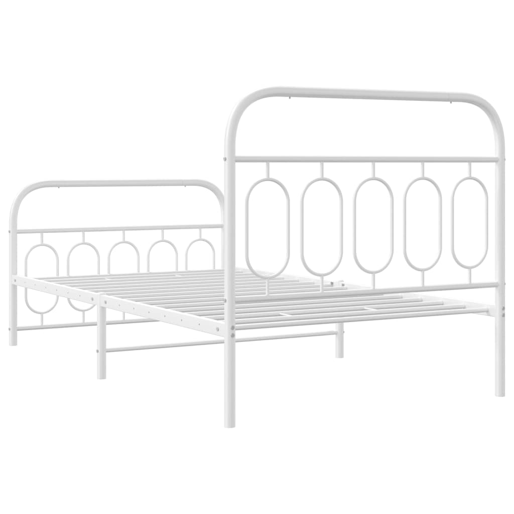 sengeramme med sengegavl og fodgærde 100x190 cm metal hvid