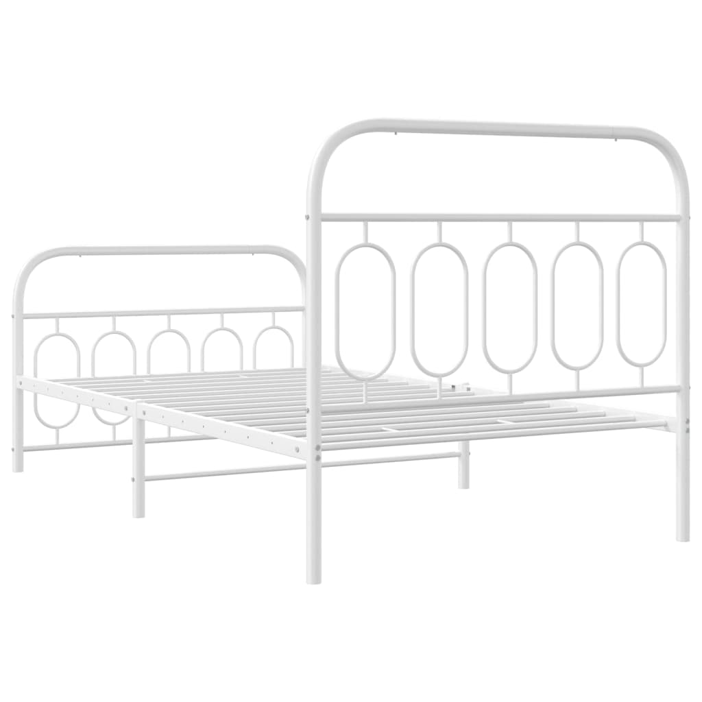 sengeramme med sengegavl og fodgærde 100x200 cm metal hvid