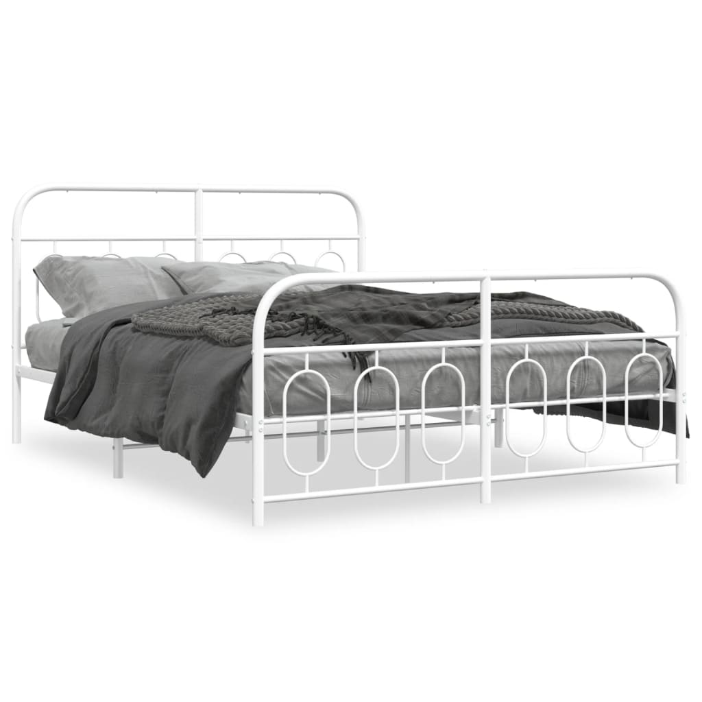 sengeramme med sengegavl og fodgærde 135x190 cm metal hvid