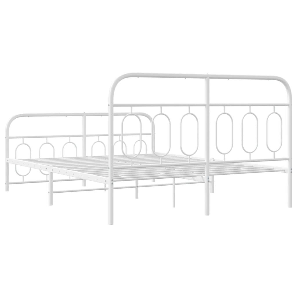 sengeramme med sengegavl og fodgærde 140x200 cm metal hvid