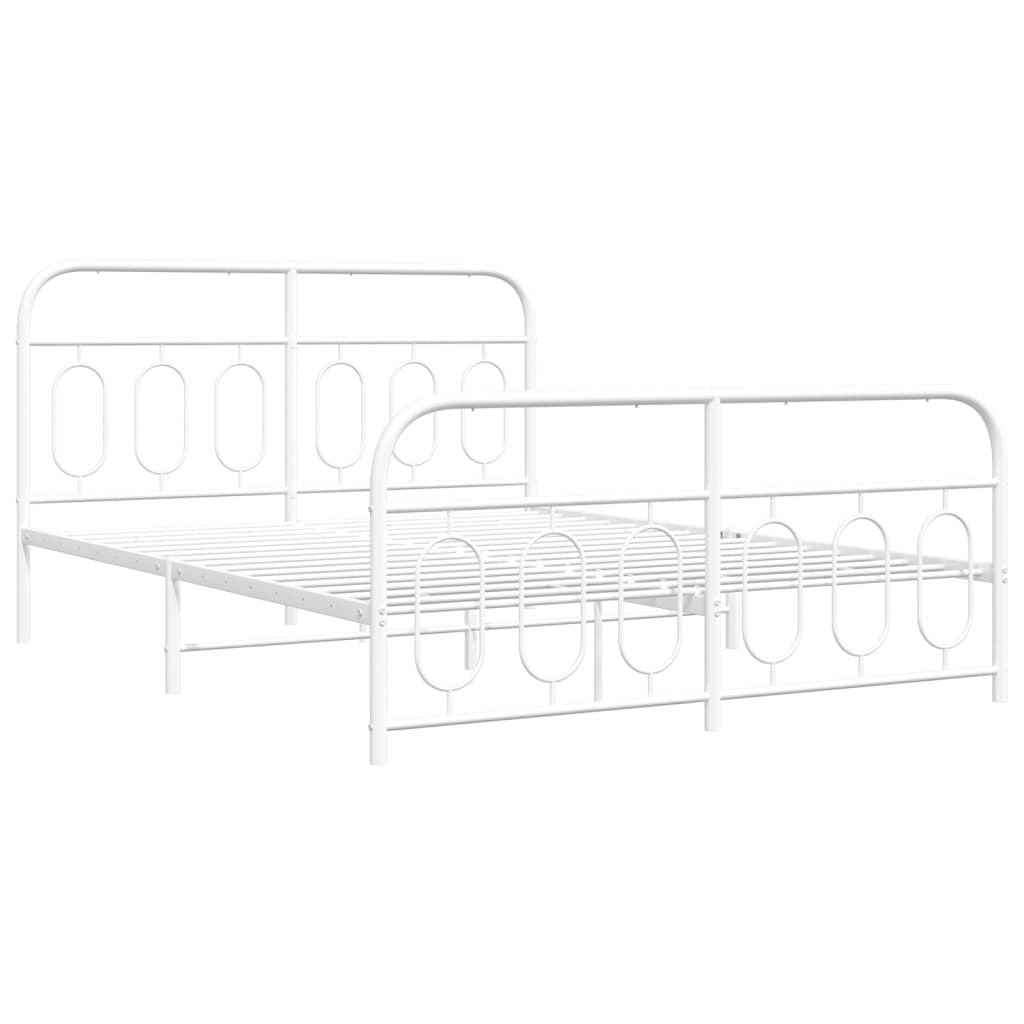 sengeramme med sengegavl og fodgærde 150x200 cm metal hvid