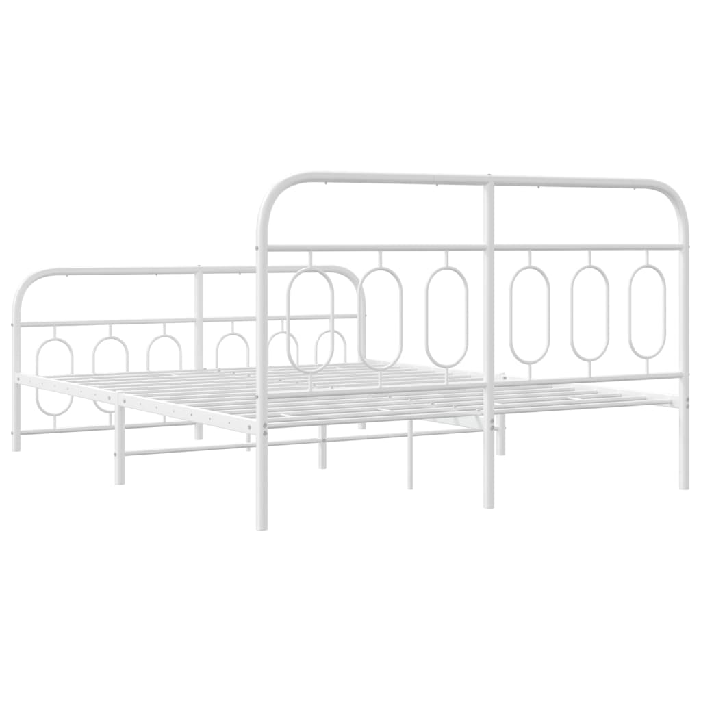 sengeramme med sengegavl og fodgærde 150x200 cm metal hvid