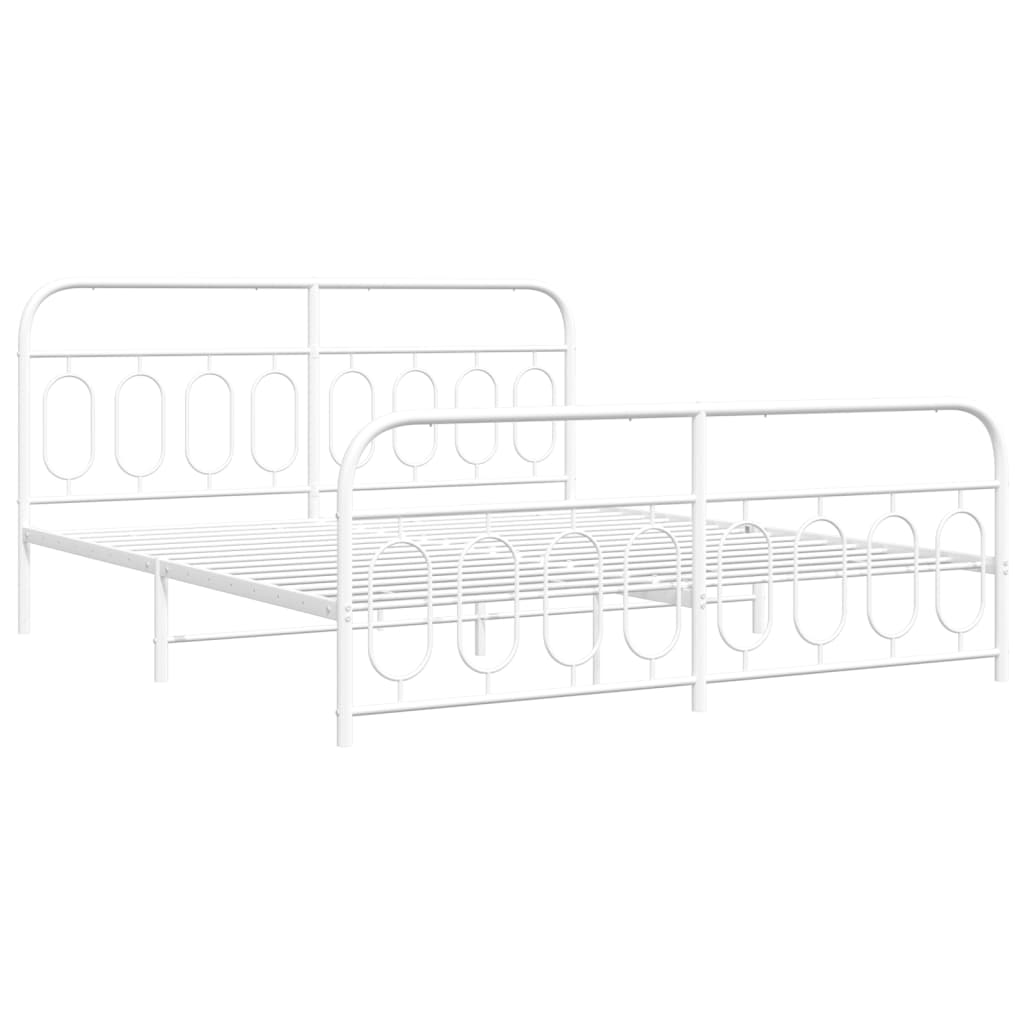 sengeramme med sengegavl og fodgærde 193x203 cm metal hvid