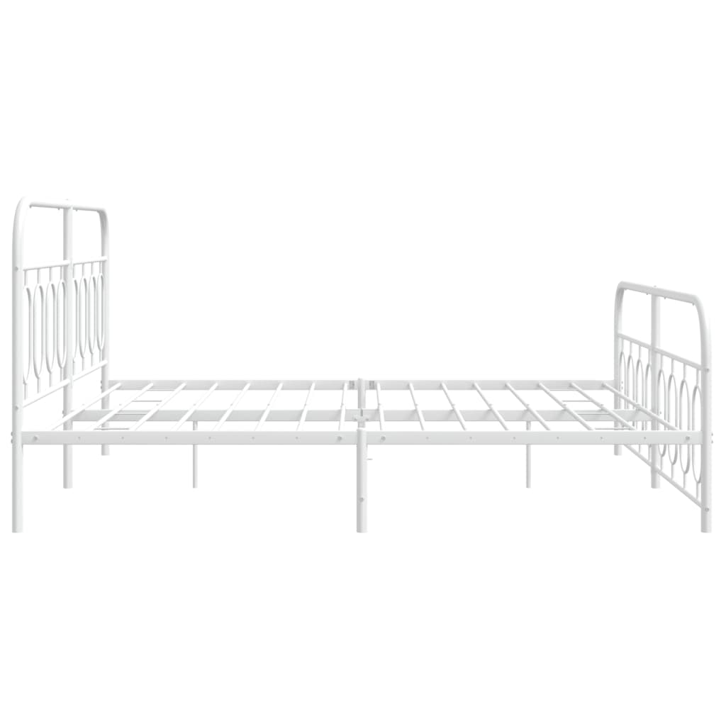 sengeramme med sengegavl og fodgærde 193x203 cm metal hvid