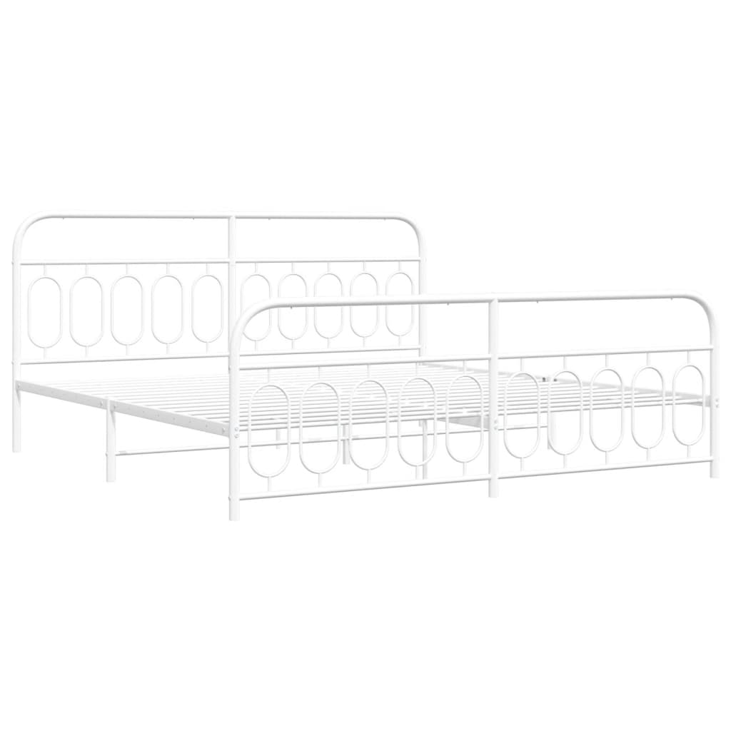 sengeramme med sengegavl og fodgærde 200x200 cm metal hvid
