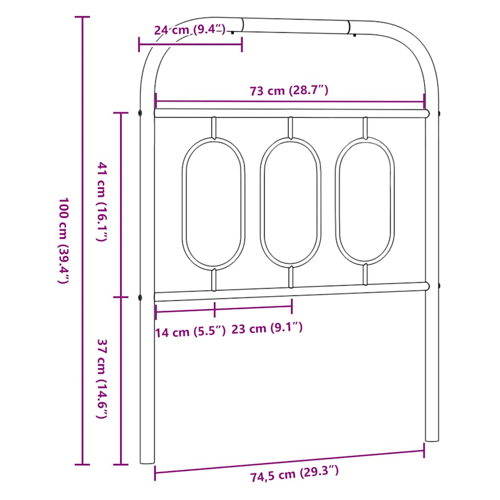 udskiftningsgavl 75 cm metal hvid