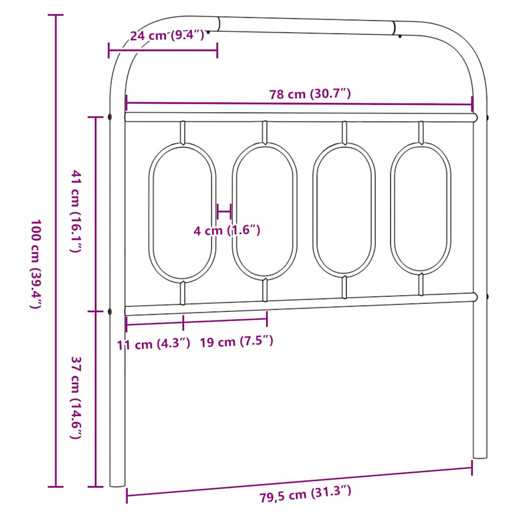 udskiftningsgavl 80 cm metal hvid