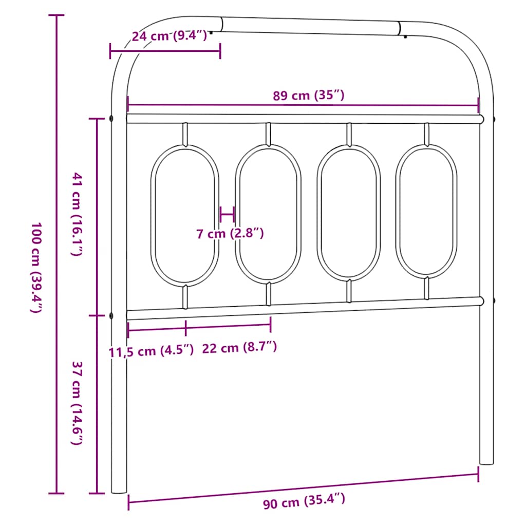 udskiftningsgavl 90 cm metal hvid