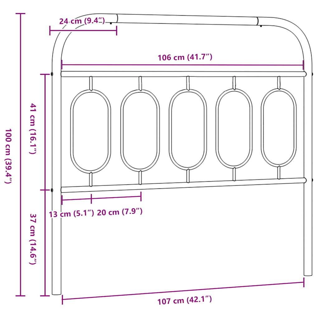 udskiftningsgavl 107 cm metal hvid
