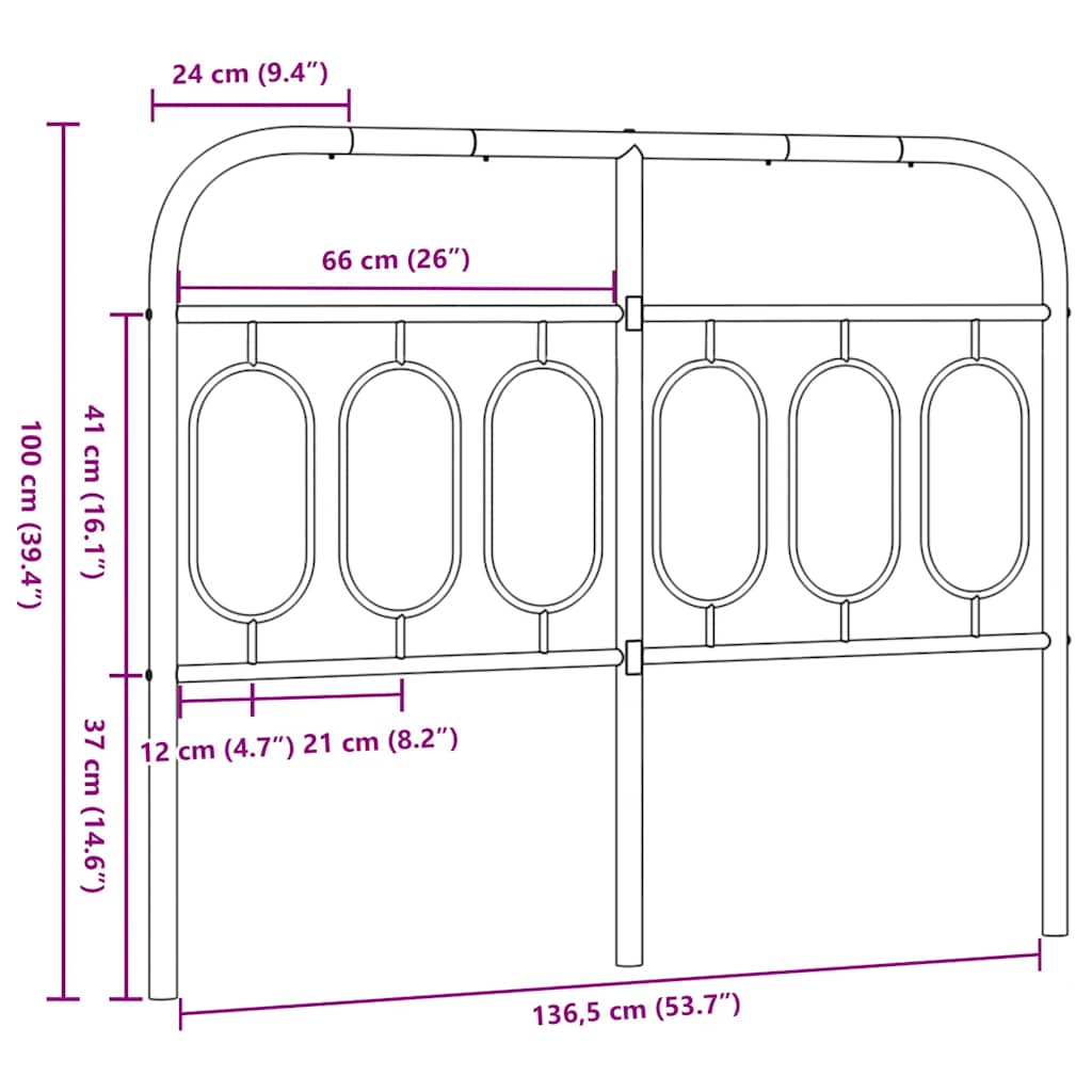 udskiftningsgavl 137 cm metal hvid