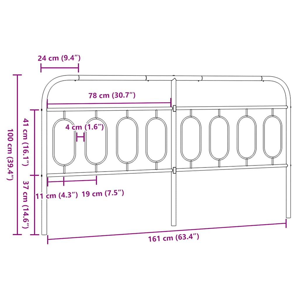 udskiftningsgavl 160 cm metal hvid