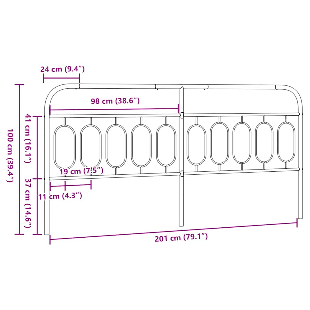 udskiftningsgavl 200 cm metal hvid