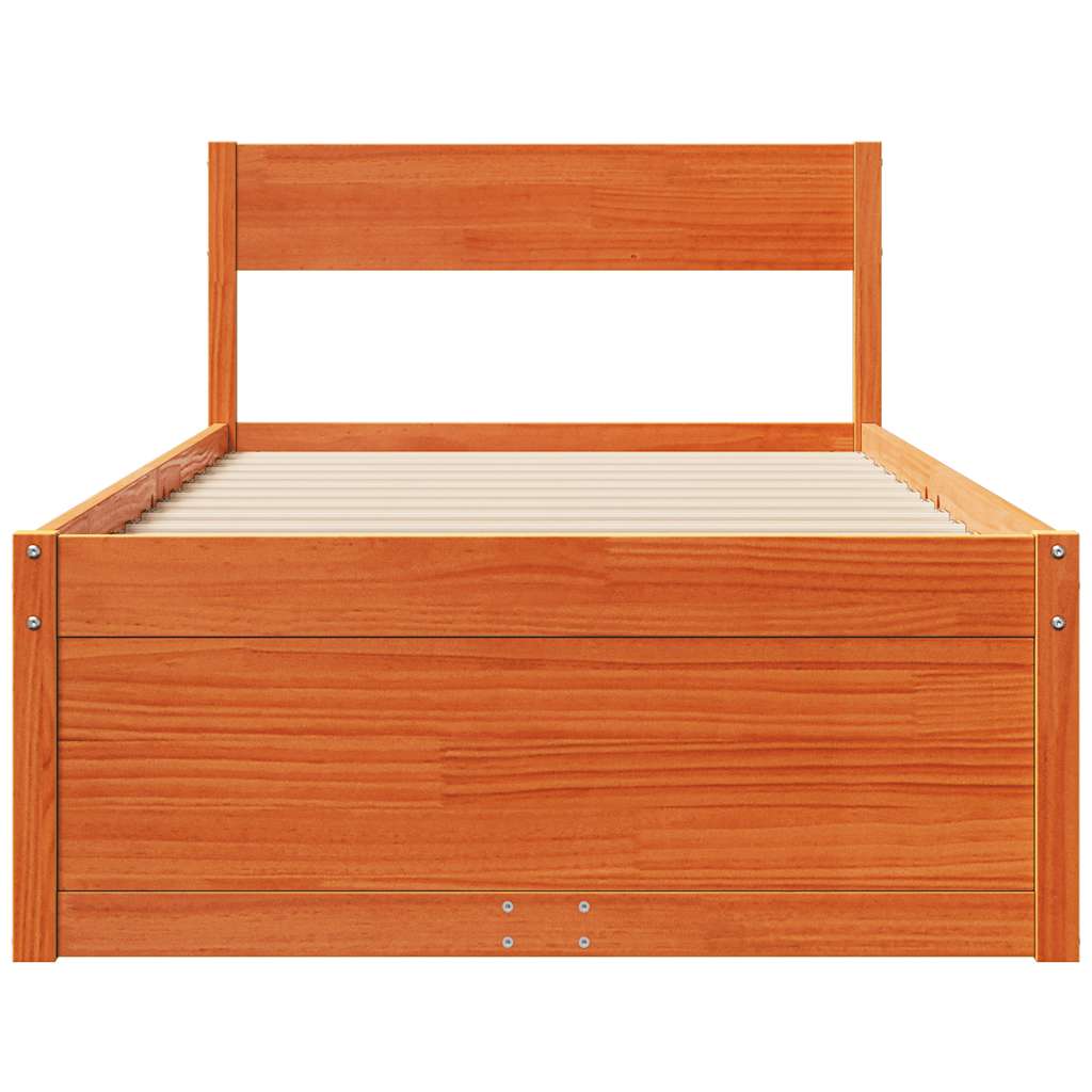 sengeramme uden madras 100x200 cm massivt fyrretræ gyldenbrun